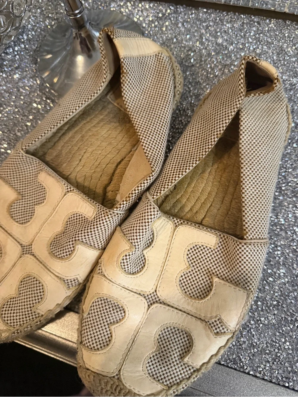 💗Tory Burch Woven Logo Espadrille Flats Size 8